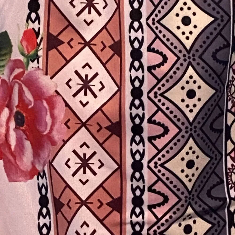 Flare Stretch Pants Junior 3X Floral Garden Yoga Hippie Festival Allover Print